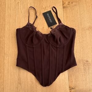 Outcast Corset Top Nathalie Size M Mauve Brown